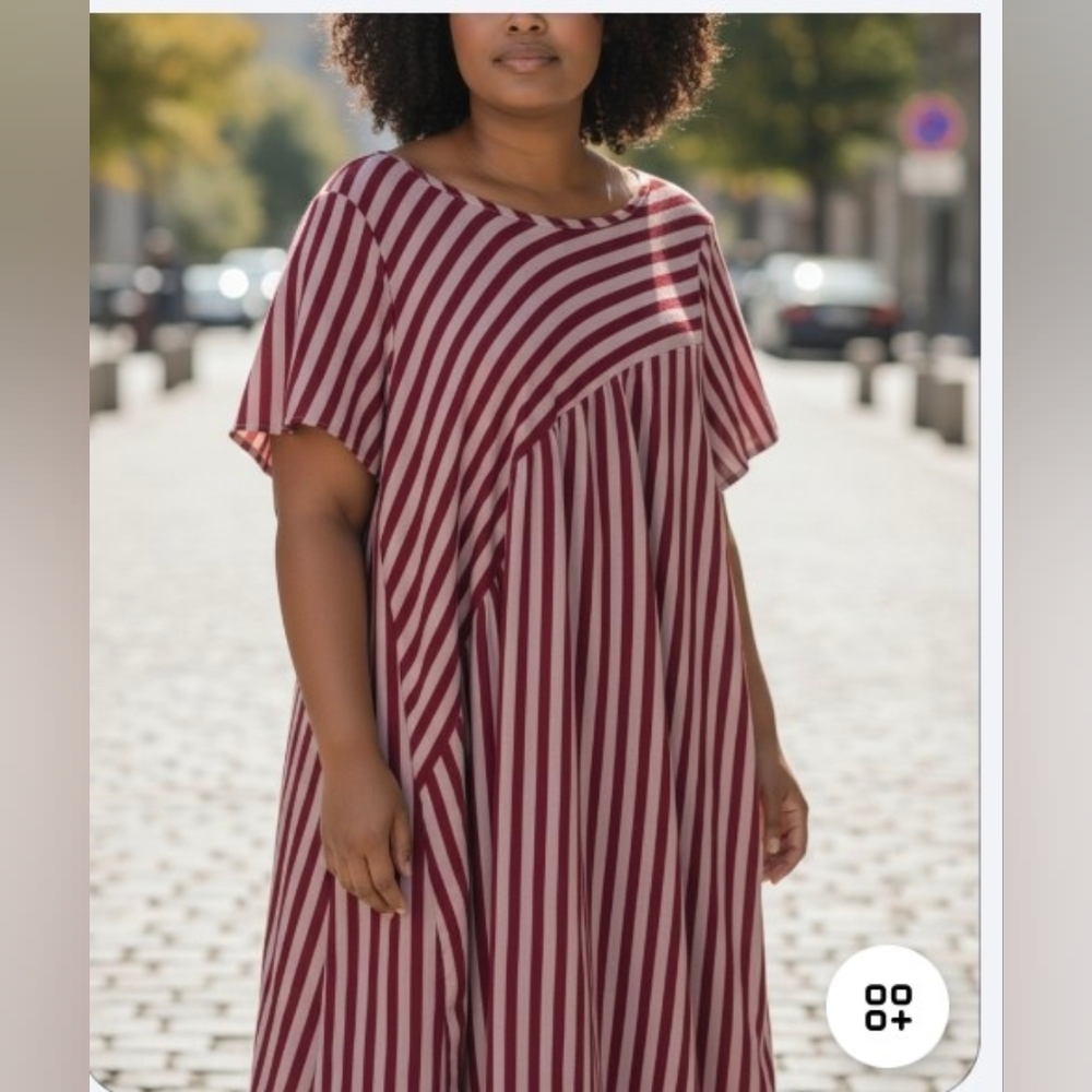 Red and White Striped Women's Dress